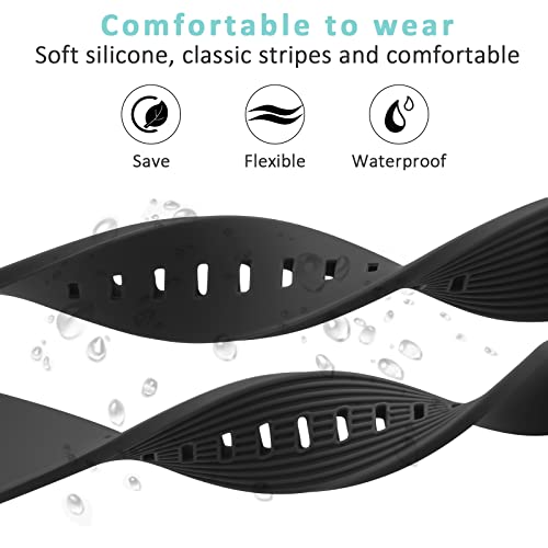 Tobfit 22mm Soft Vertical Grain Watch Strap Compatible for Amazfit GTR 2/2e/3/3 Pro/4, Replacement Silicone Strap for Amazfit Bip 5 (WATCH NOT INCLUDED)-Black - Image 3