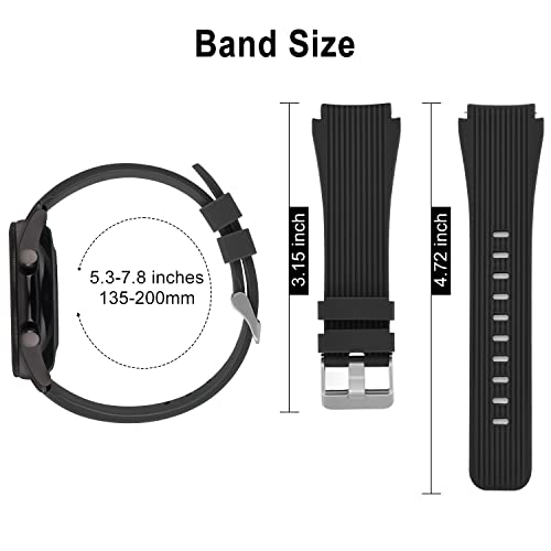 Tobfit 22mm Soft Vertical Grain Watch Strap Compatible for Amazfit GTR 2/2e/3/3 Pro/4, Replacement Silicone Strap for Amazfit Bip 5 (WATCH NOT INCLUDED)-Black - Image 2