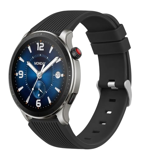 Tobfit 22mm Soft Vertical Grain Watch Strap Compatible for Amazfit GTR 2/2e/3/3 Pro/4, Replacement Silicone Strap for Amazfit Bip 5 (WATCH NOT INCLUDED)-Black - Image 1