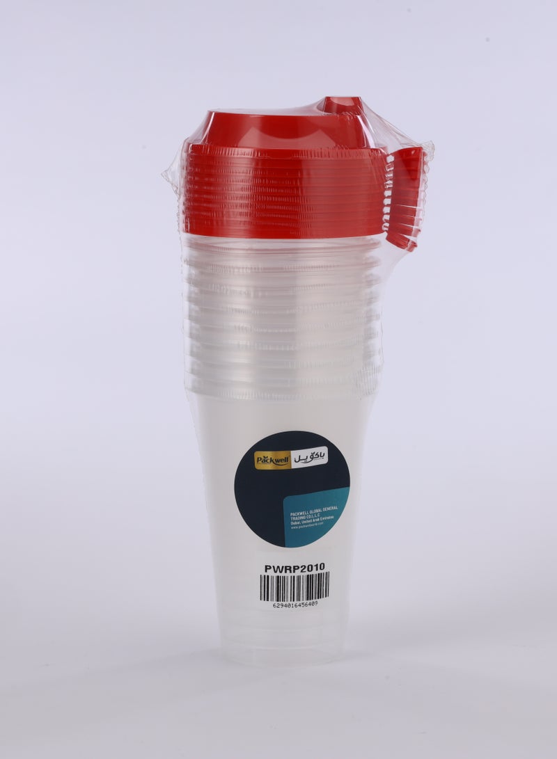 packwell Clear Sipper Glass 350 Ml & Lid 10 Pc Combo  - Image 2