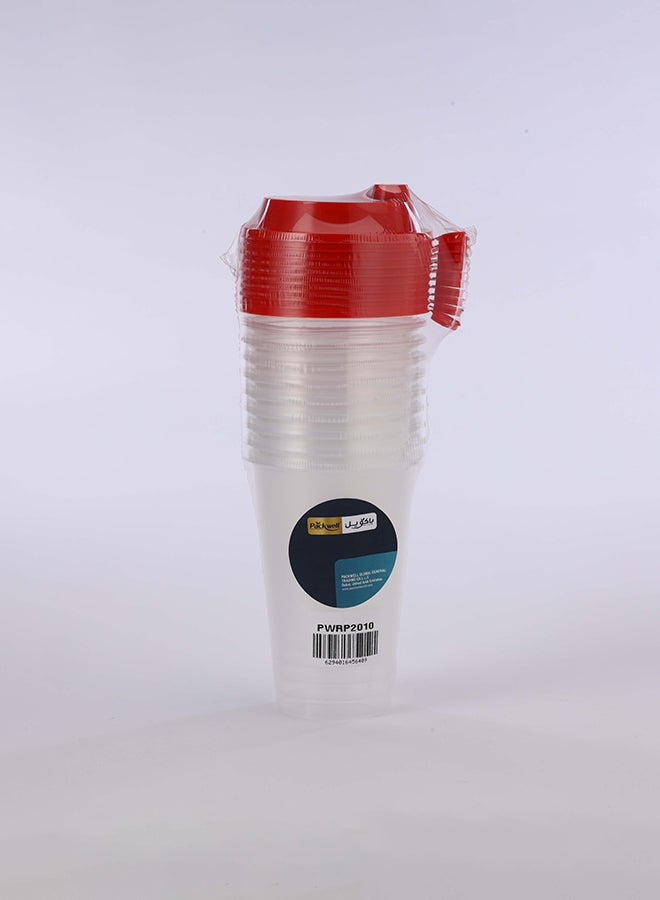 packwell كوب شفاف بسعة 350 مل مع غطاء 10 قطع مجموعة - Image 2