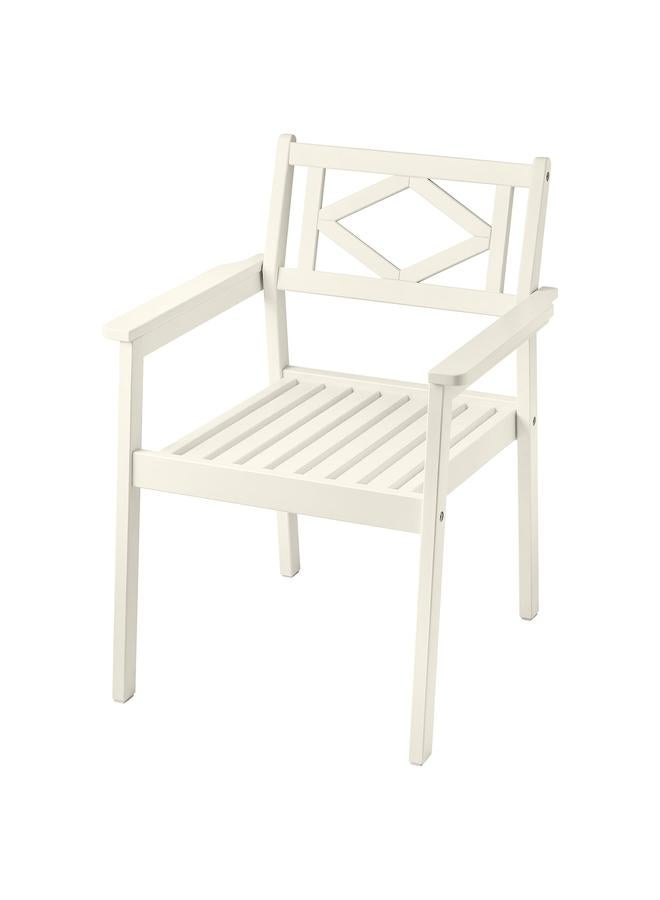 زبون كرسي بمساند للذراعين، خارجي، أبيض/بيج - Image 1