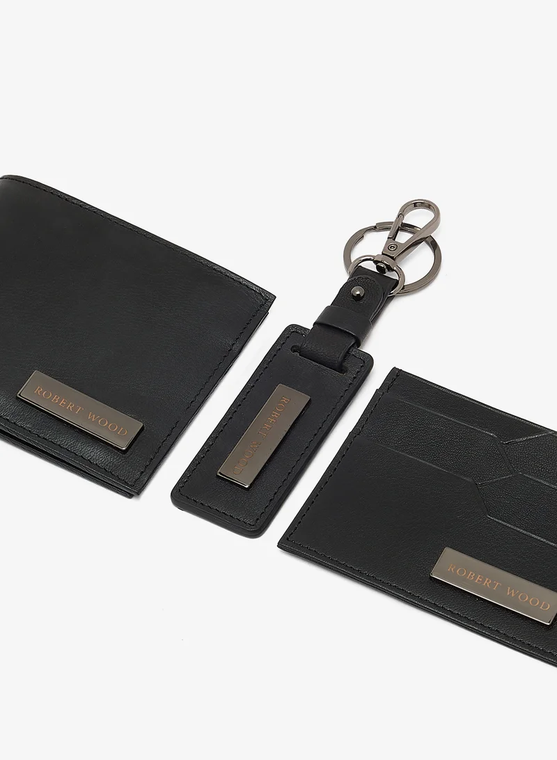 Robert Wood  Genuine leather wallet, card holder & key ring gift set for Men | Best Price UAE