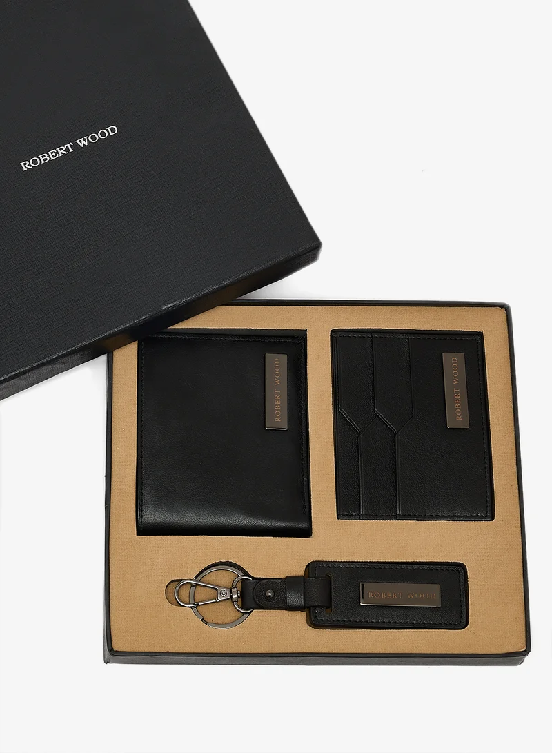 Robert Wood  Genuine leather wallet, card holder & key ring gift set for Men | Best Price UAE