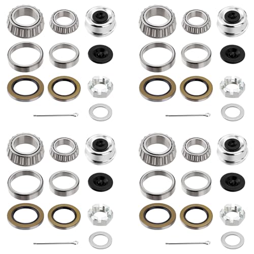 Racewill 4 Sets Trailer Hub Wheel Bearing Kit Inner 2558025520 Outer 0247502420 With Grease Seal 1036 and 1010 Fit for 8000 lbs Axles - Image 1