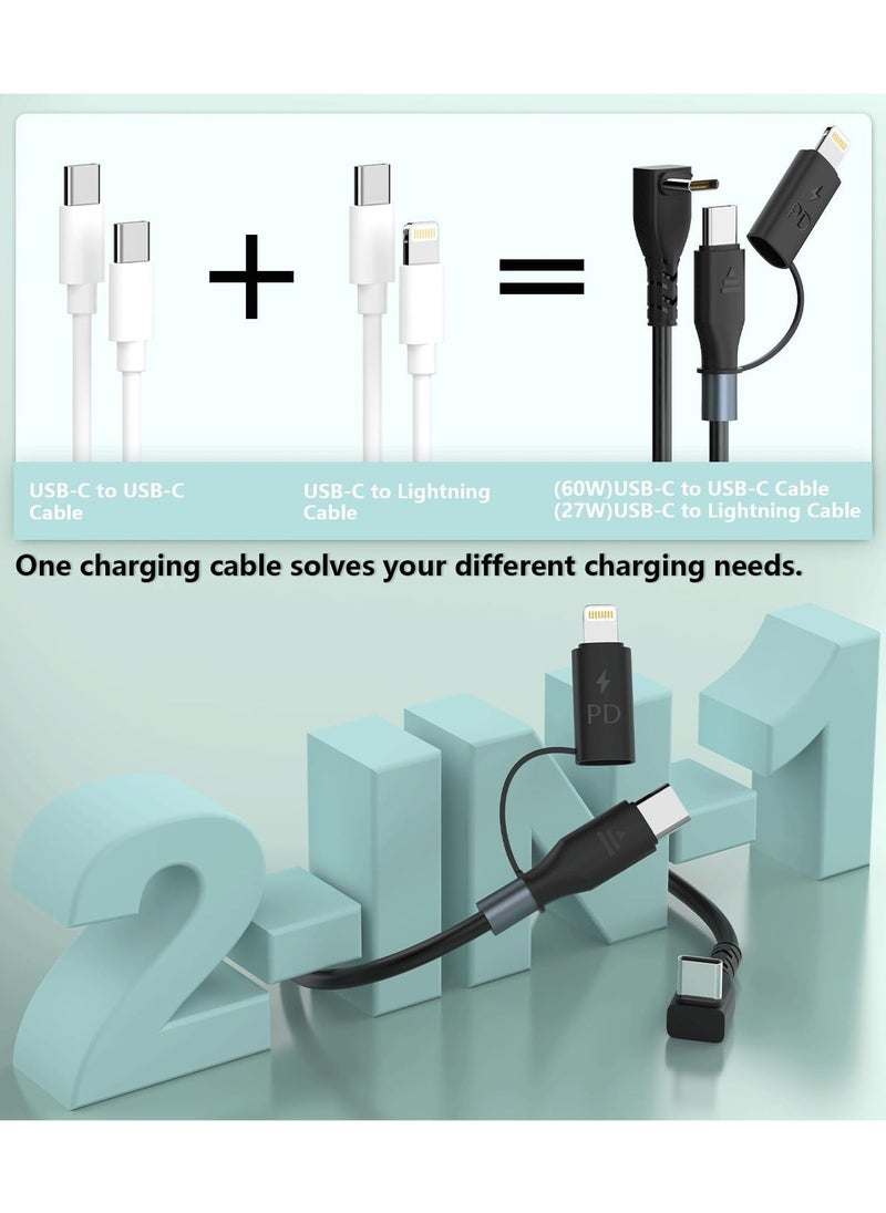 Generic Coiled Lightning Cable Coiled USB C to USB C/Lightning Charger Cable 60W for iPhone 15 2-in-1 for iPhone/iPad/Android/Laptop Fast Charging Cord for CarPlay Android Auto Short USB C Cables  - Image 2