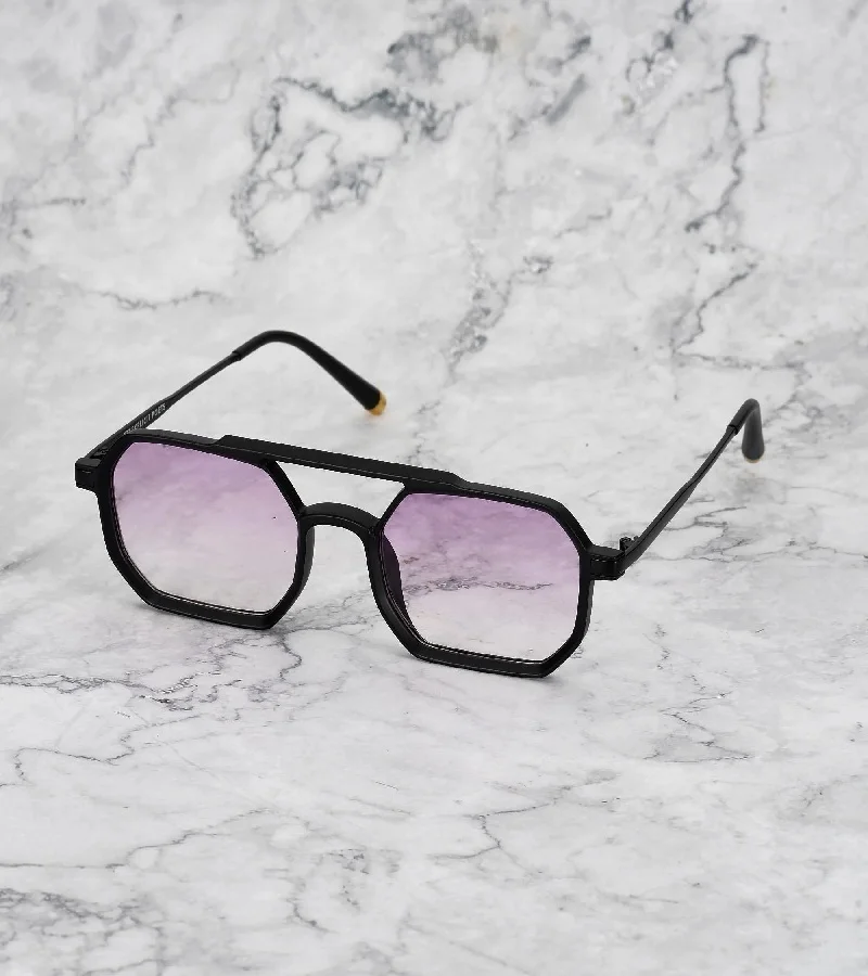 Explicit Poets Explicit Poets Unisex RICHARD Matt Black - Purple Gradient Stylish Sunglasses, 40EP4