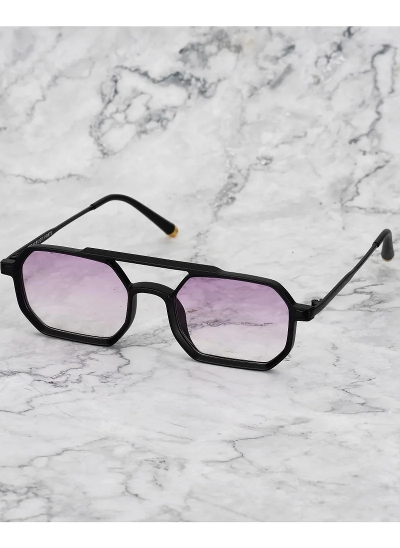 الشعراء الصريحون Explicit Poets Unisex RICHARD Matt Black - Purple Gradient Stylish Sunglasses, 40EP4