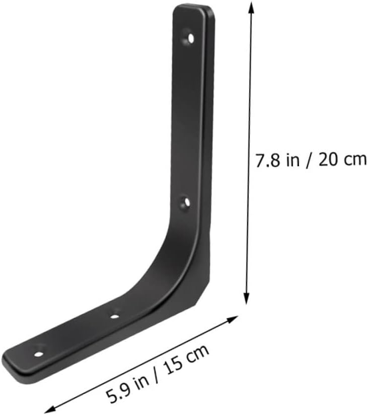 Heavy Duty L Shaped Shelf Brackets 2 Pack Black Wall Mounted Floating Shelves Support - Image 3