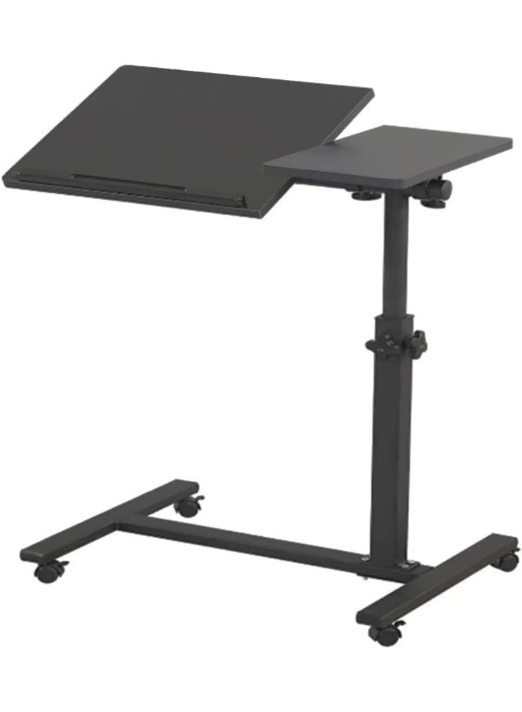 M.A&F's Table Lap Desk for Laptop Rolling Cart Tilting Overbed Bedside Table Overbed Desk Overbed Table with Wheels Adjustable Laptop Stand Sofa Side Table (Black) - Image 1