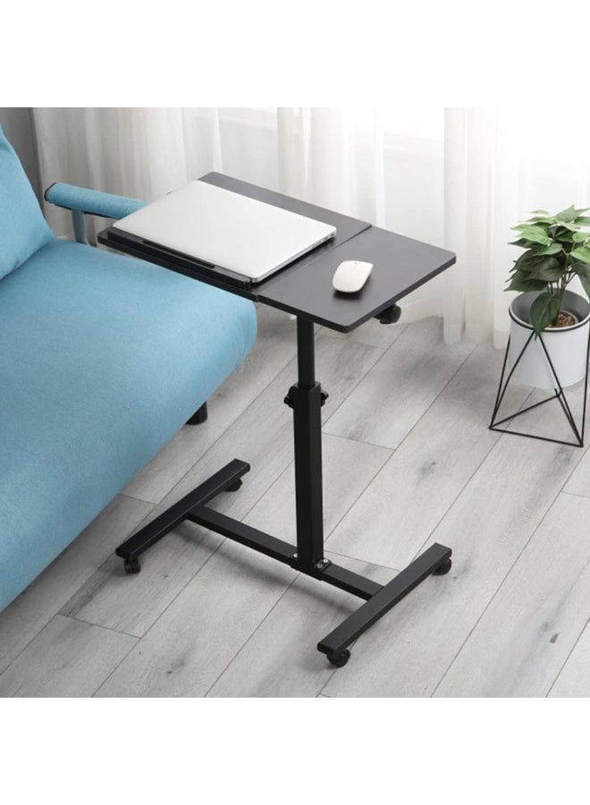 M.A&F's Table Lap Desk for Laptop Rolling Cart Tilting Overbed Bedside Table Overbed Desk Overbed Table with Wheels Adjustable Laptop Stand Sofa Side Table (Black) - Image 5