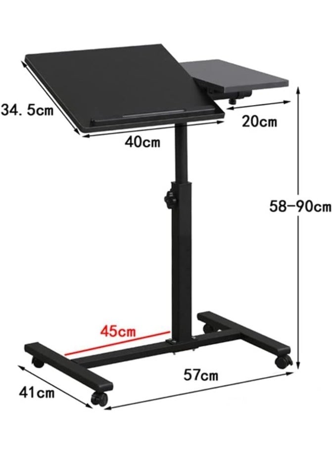 M.A&F's Table Lap Desk for Laptop Rolling Cart Tilting Overbed Bedside Table Overbed Desk Overbed Table with Wheels Adjustable Laptop Stand Sofa Side Table (Black) - Image 2