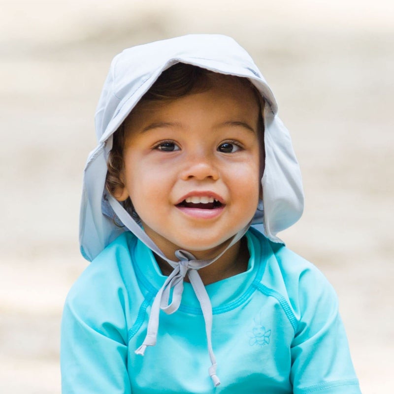 green sprouts i play. Baby Flap Sun Protection Swim Hat, White, 0-6 Months - Image 5