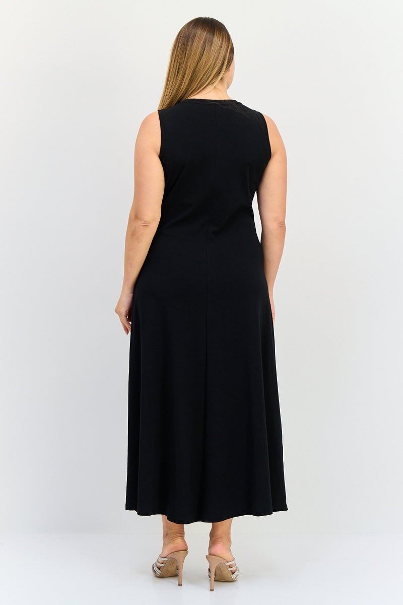 bebe Women Solid Midi Dress, Black - Image 3