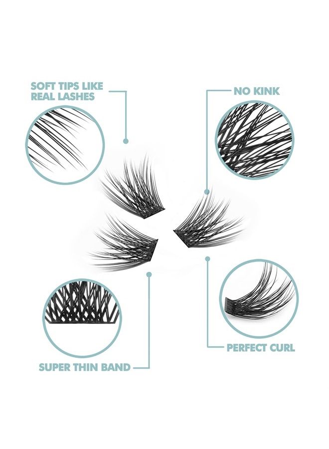 EASITENSION DIY Eyelash Extension, 3D Effect Individual Glue Bonded Lash Clusters Volume Lashes Set, Home Eyelash Extension, Lashes Pack (14MM-Volume) - Image 1