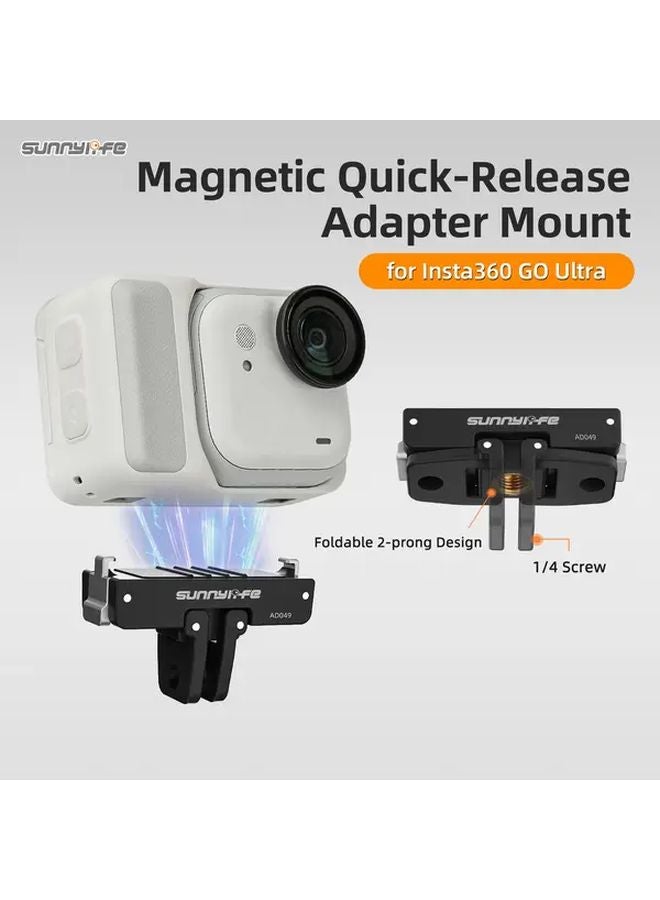 Black Insta360 GO Magnetic Quick Release Base Adapter Foldable Dual Pin Design 1 4 Inch Screw For Video Blogging - Image 2