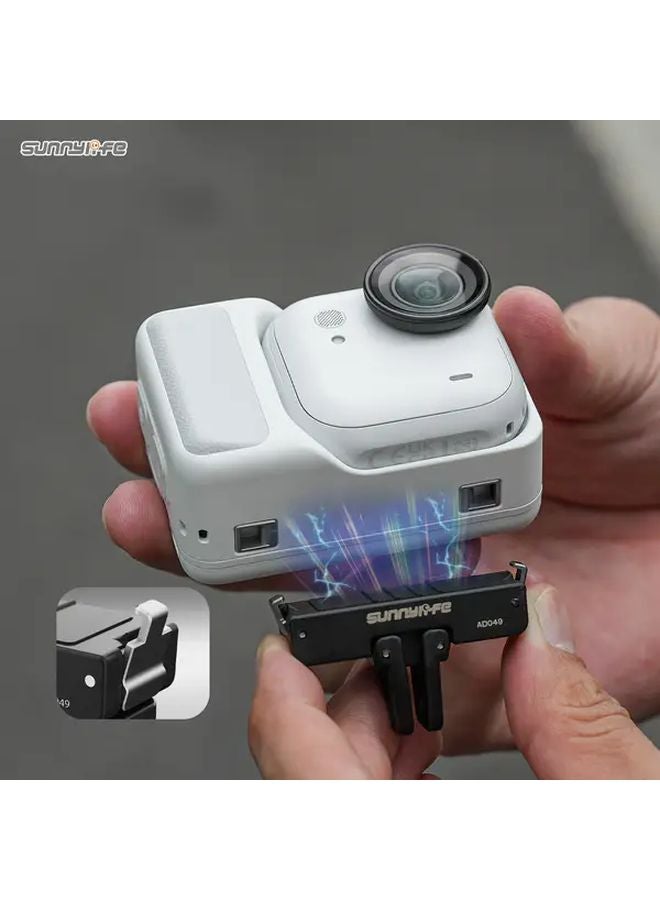 Black Insta360 GO Magnetic Quick Release Base Adapter Foldable Dual Pin Design 1 4 Inch Screw For Video Blogging - Image 4