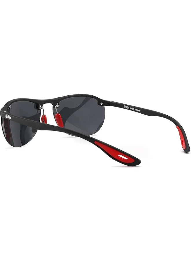 Lee Cooper Polarized Sunglasses Matt Black  Frame Single Black  Mirror Lens 63mm  - LC1020C01