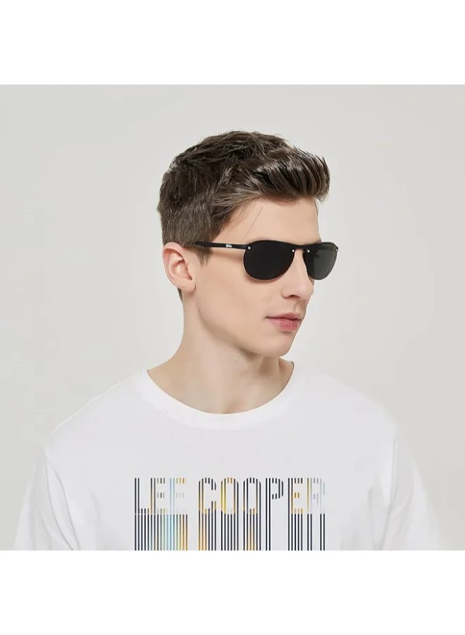 لي كوبر Men's نظارة شمسية مستقطبة بإطار أسود مطفي وعدسة عاكسة سوداء مفردة 63 مم - LC1020C01