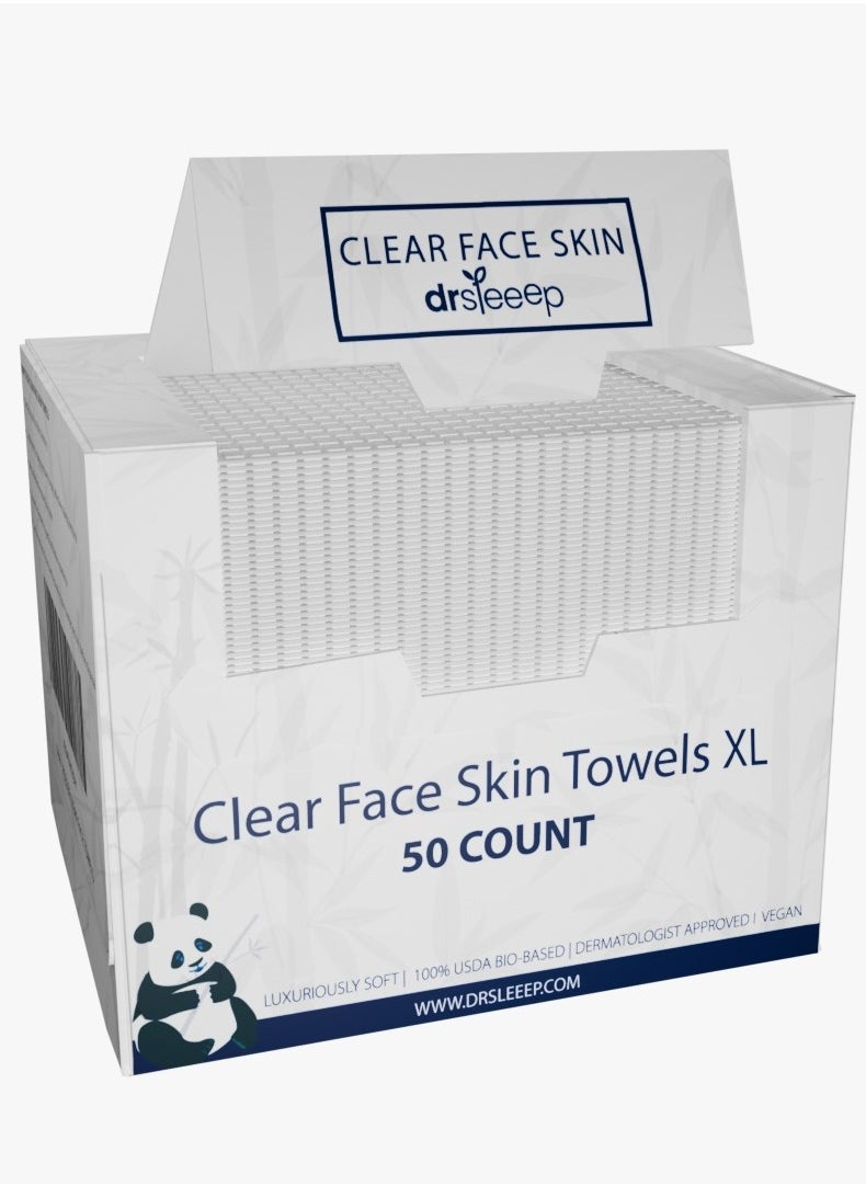 DrSleeep Clear Face Skin Viscose Towels XL 50 Count - Soft - Hypoallergenic -Environmentally friendly  - Image 1