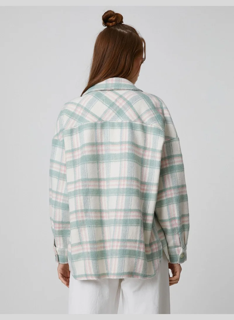 KOTON Long Sleeve Pocket Detail Check Shacket