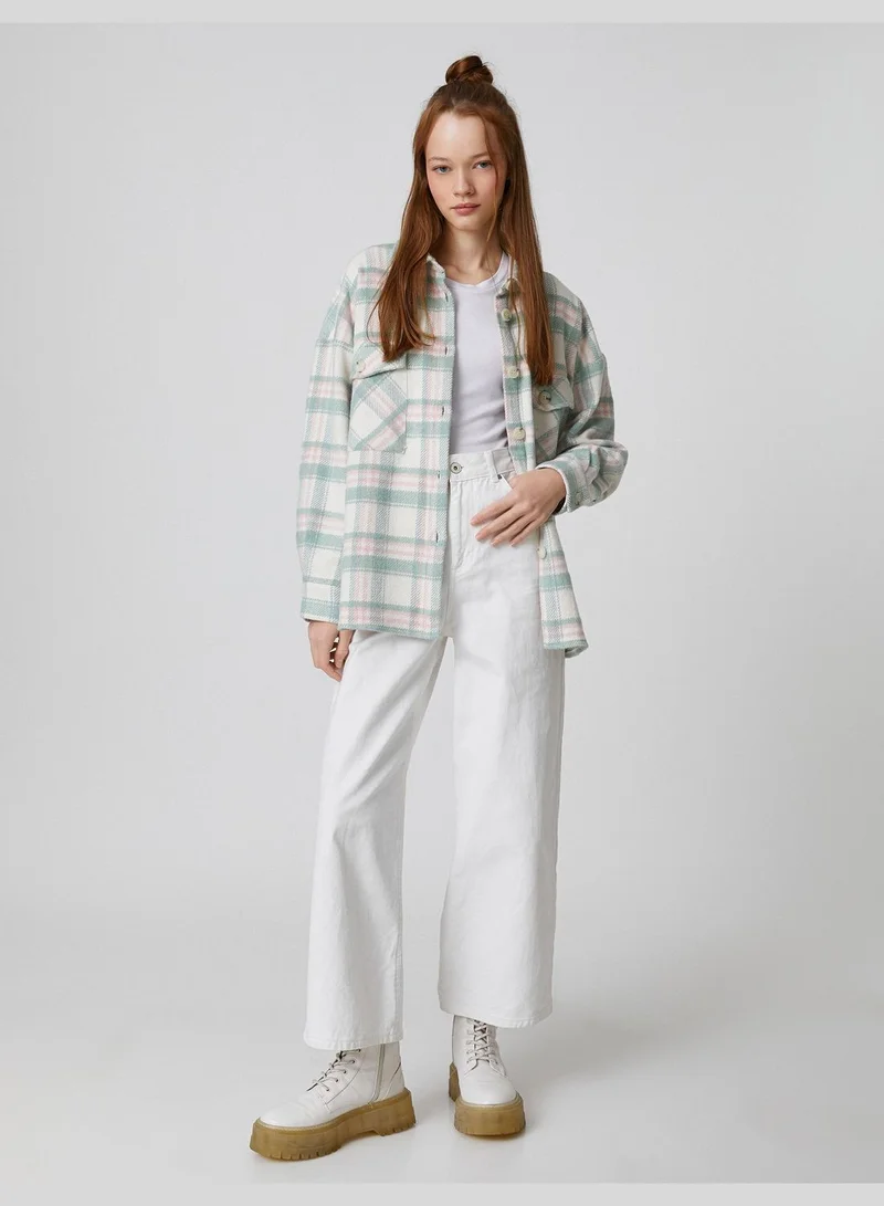 KOTON Long Sleeve Pocket Detail Check Shacket