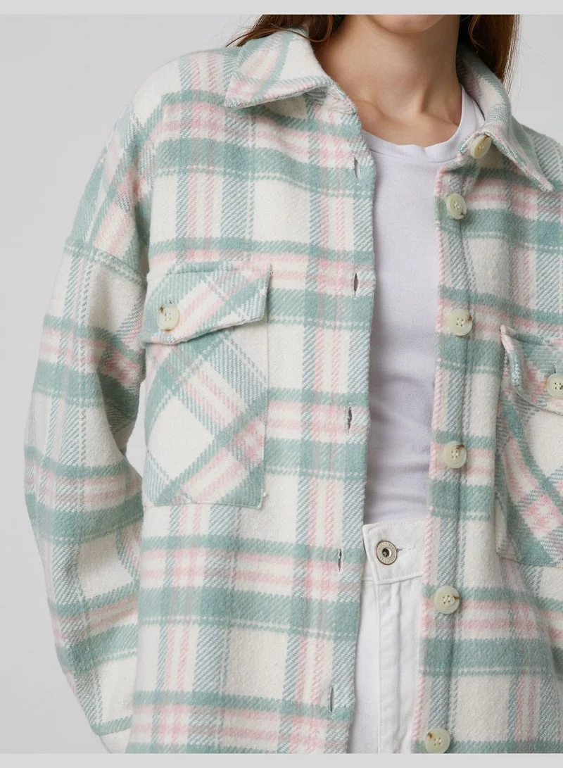 KOTON Long Sleeve Pocket Detail Check Shacket