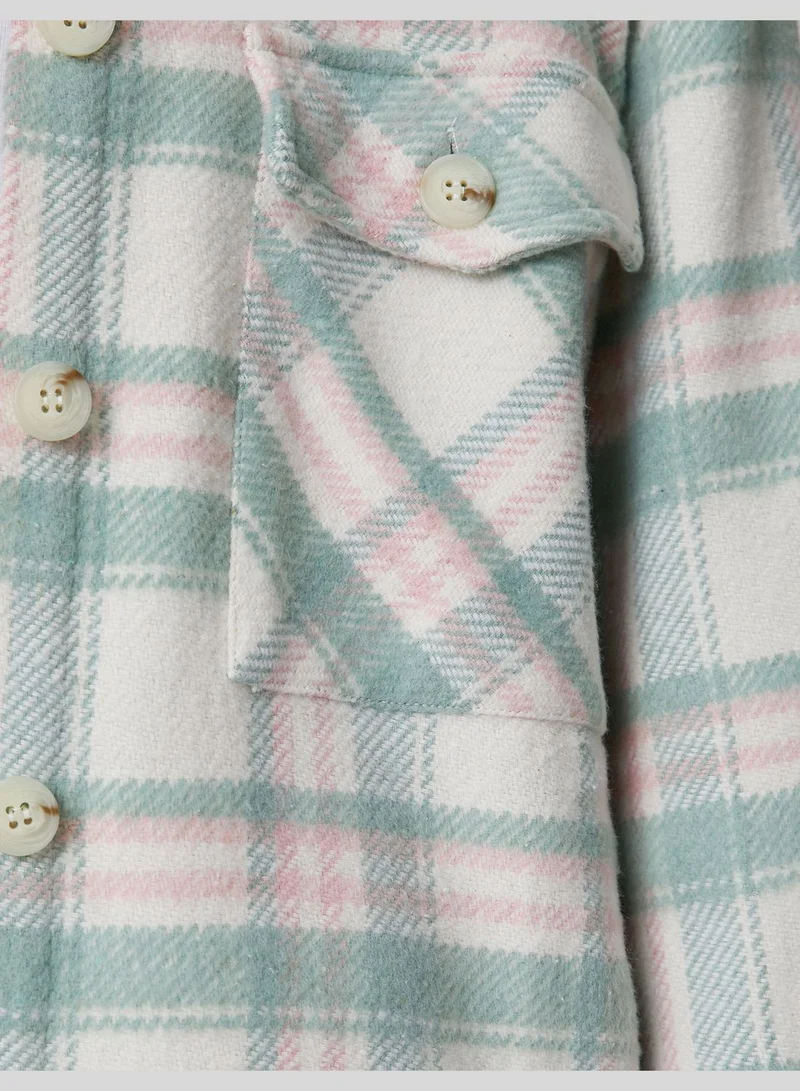 KOTON Long Sleeve Pocket Detail Check Shacket