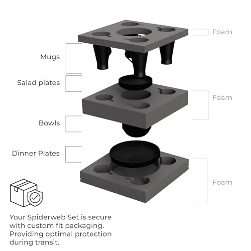 Nomnu Spiderweb Dinnerware Set (16 Pieces) - Goth Dinnerware Set - Black Matte Porcelain - 4 Dinner Plates 4 Salad Plates 4 Bowls 4 Mugs - Halloween Spooky Dishes Gothic Kitchen Decor Gifts - Image 4