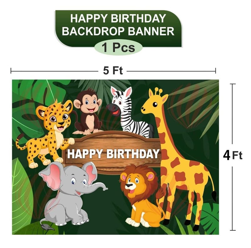 HK balloons ? 68 Pcs Jungle Theme Birthday Decoration Items For Boys Forest Theme Animal Face Foil, Chrome Balloons For Theme Birthday Party Decorations With Forest Theme Backdrop Banner - Image 3