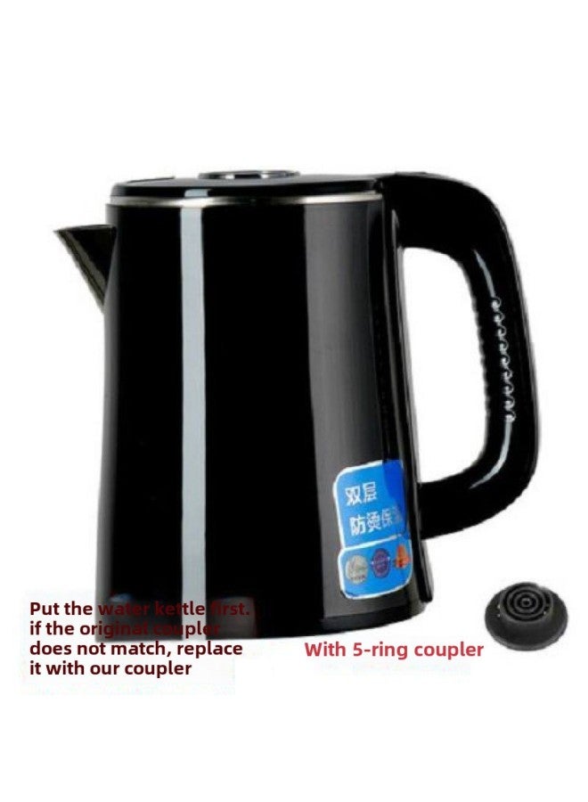 Tea Bar Machine Universal Kettle 304 Stainless Steel Rubber-coated Household Kettle Universal Tea Bar Machine Small Five-ring Matching Kettle-Color:201 Black Short Spout Pot With Coupler-Capacity:Default - Image 1