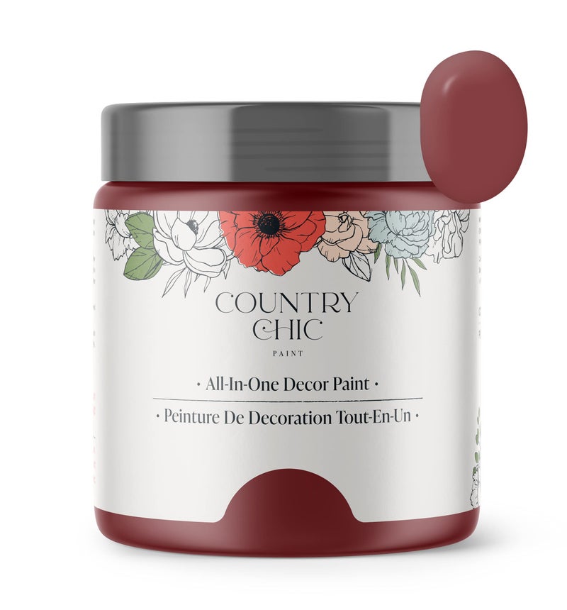 Country Chic Paint Country Chic All-in-One Chalk Paint for Furniture, Cabinets, Home Decor, Eco-Friendly, Matte Finish, Built-In Primer & Top Coat for Wood, Metal - No Wax Needed (Cranberry Sauce (red), - Pint 16 oz (475 ml) - Image 1