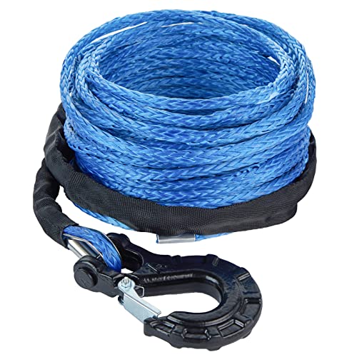 Carforu Synthetic Winch Rope 516 x 50ft13000LBS Synthetic Winch Line Cable Rope with Protective Sleeve Forged Winch Hook for Off Road Vehicle ATV UTV SUV Truck Boat Winch Accessory