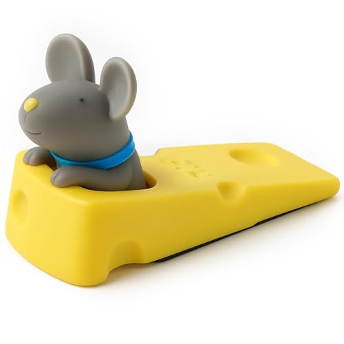 DomeStar Cute Mouse Stopper, Gray Mouse Door Stop Decorative Animal Doorstop Door Wedge - Image 1