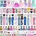 ENOCHT 51 PCS Doll Clothes and Accessories Including Fashion Dresses Tops and Pants Outfits Party Dresses Swimsuits Bikini 38 PCS Shoes Hangers and Other Accessories for 115 inch Dolls - Image 3