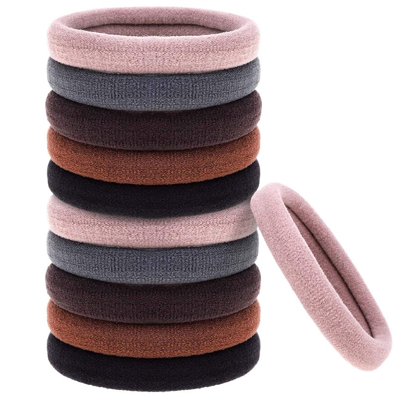 Anezus 50 Pcs Thick Black Hair Ties Large Hair Elastics Bulk Hair Ties Stretch Hair Bands Ponytail Holders for Thick Heavy and Curly Hair Neutral Colors