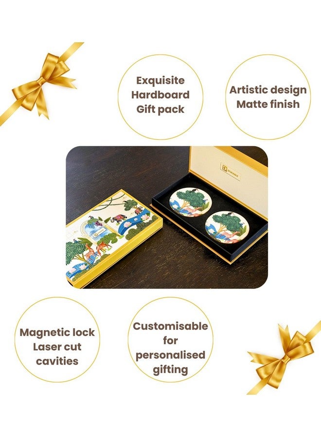 D'ORABLE Dorable Marble Coaster Set of 2 for Dining (Round) - Perfect for Gifting. Unity in Flight Designer Marble Tea Coasters Come in an Attractive Box, Ideal for Birthday, Housewarming & Wedding Gifts. - Image 5