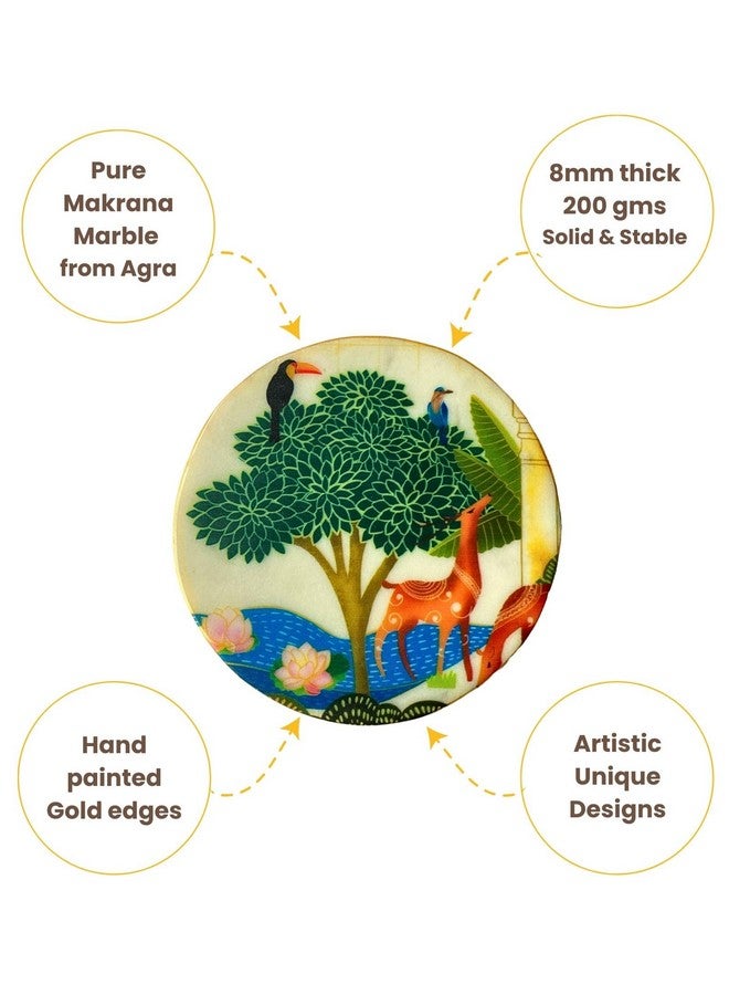 D'ORABLE Dorable Marble Coaster Set of 2 for Dining (Round) - Perfect for Gifting. Unity in Flight Designer Marble Tea Coasters Come in an Attractive Box, Ideal for Birthday, Housewarming & Wedding Gifts. - Image 4