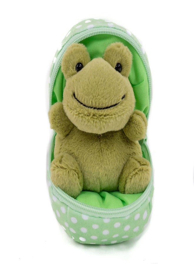 Plushland دمية ضفدع محشوة من قطيفة من Plushland، 6 بوصات، بيضة مفاجأة بسحاب، هدية مستوحاة من الربيع للبنات والأولاد في أعياد الميلاد وعيد الأم (ضفدع) - Image 2