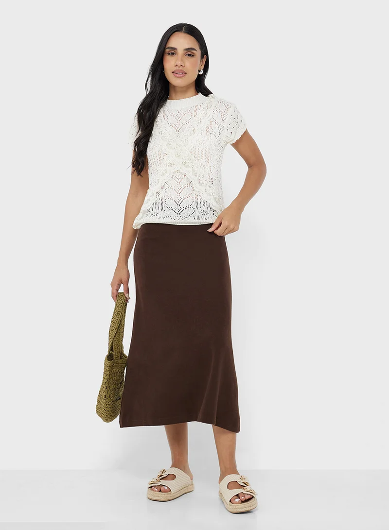 جينجر A Line Satin Skirt