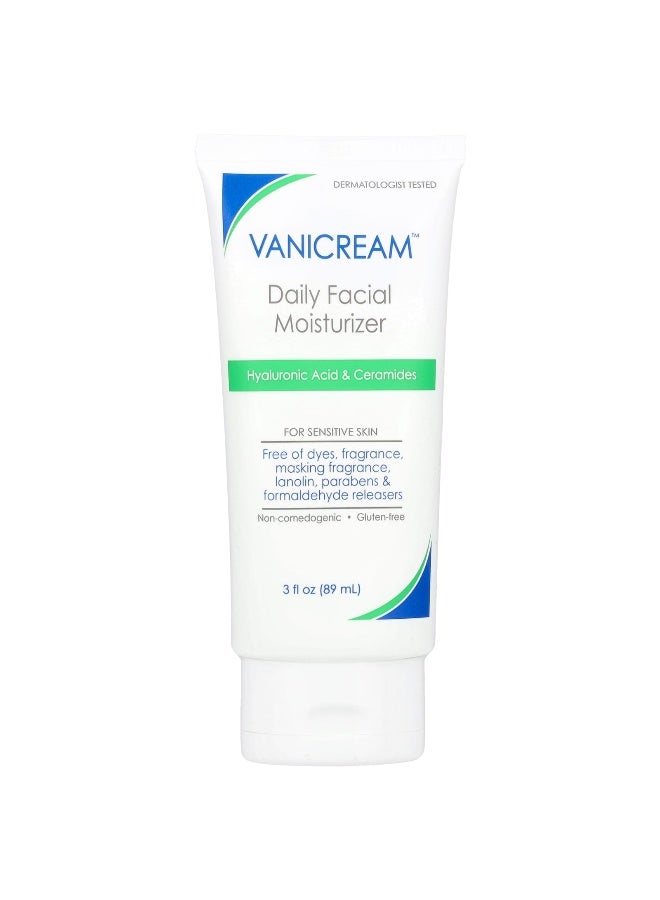 Vanicream, Daily Facial Moisturizer For Sensitive Skin, Fragrance Free, 3 fl oz (89 ml) - Image 1