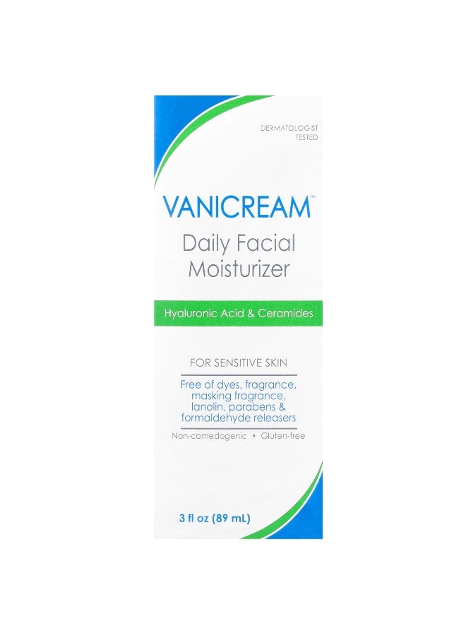 Vanicream, Daily Facial Moisturizer For Sensitive Skin, Fragrance Free, 3 fl oz (89 ml) - Image 2