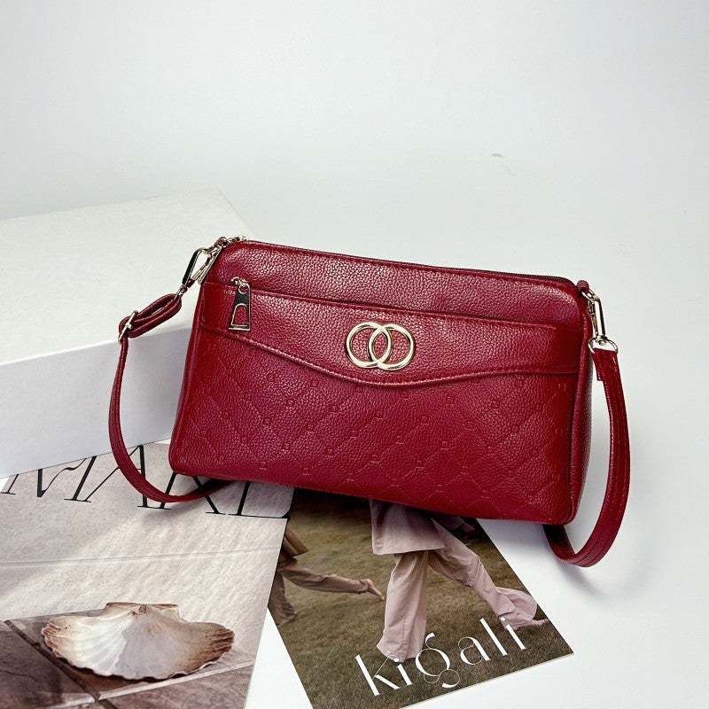 Trendy Multi-Zip Large Capacity Shoulder Bag for Women 16536-Bordeaux