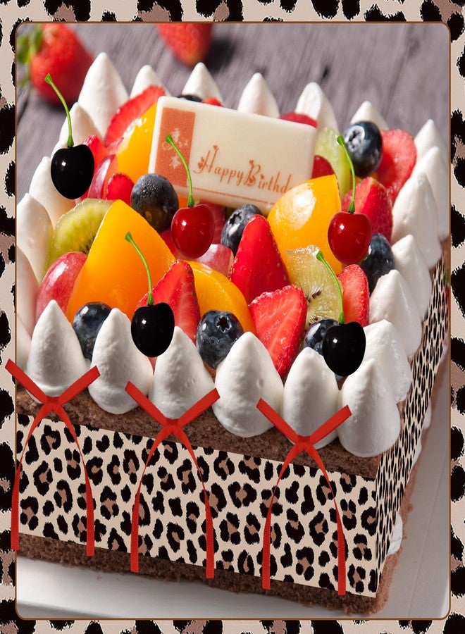 CYUXING Cherry Birthday Decorations Cheetah Print Cake Decorations, 36Pcs Red & Black Leopard Print Cherry Cake Decor Set for Birthday Party Bow Toppers for Cakes - Image 4