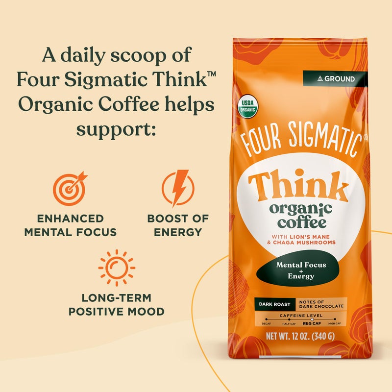 Four Sigmatic Focus Mushroom Coffee | Organic Ground Coffee with Lion's Mane Mushroom and Chaga for Better Focus and Immune Support | 12oz Bag - Image 5