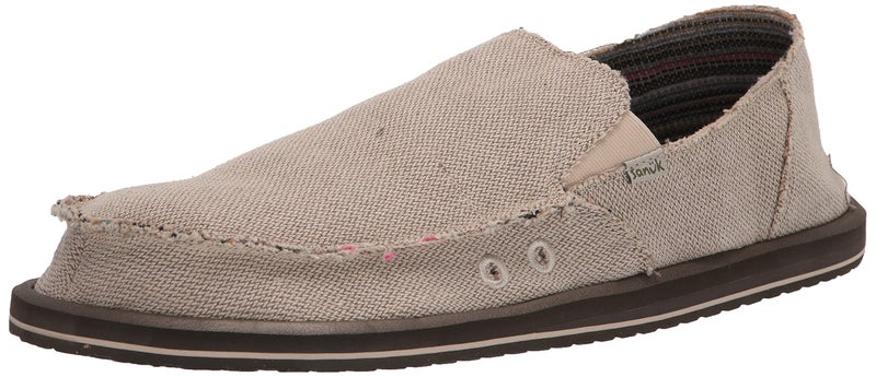 Sanuk Mens Hemp Sidewalk Surfer | Mens Shoes | Slip On Shoes for Men | Men's Slip-on Loafers | Comfort Footbed, Natural, 6 - Image 1