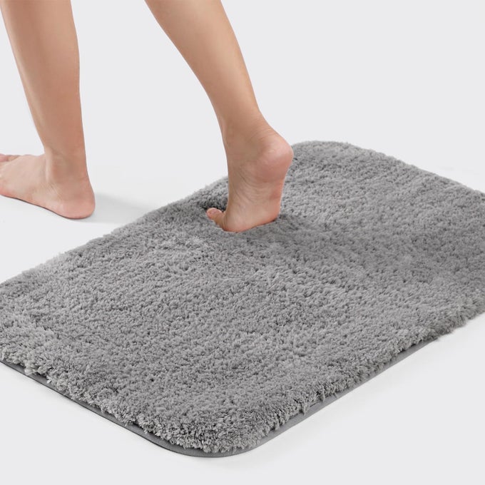 LUXURY BATH MAT ABSORBENT MACHINEWASHABLE GREY BATH RUG 40X60CM SHOWER MAT FOR BATHROOM FLOOR