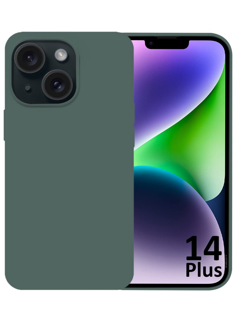 CATANES Silicone Case Cover for Apple iPhone 14 Plus, Slim Protective Cover with Microfiber Lining, Drop Protection - Forest Green - Image 2