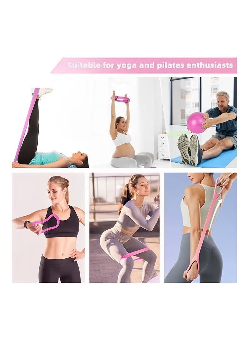 VNLN Pilates Essentials Kit for Women with Pilates Ring, 9 Inch Yoga Ball, and Resistance Bands - Pink - Image 3