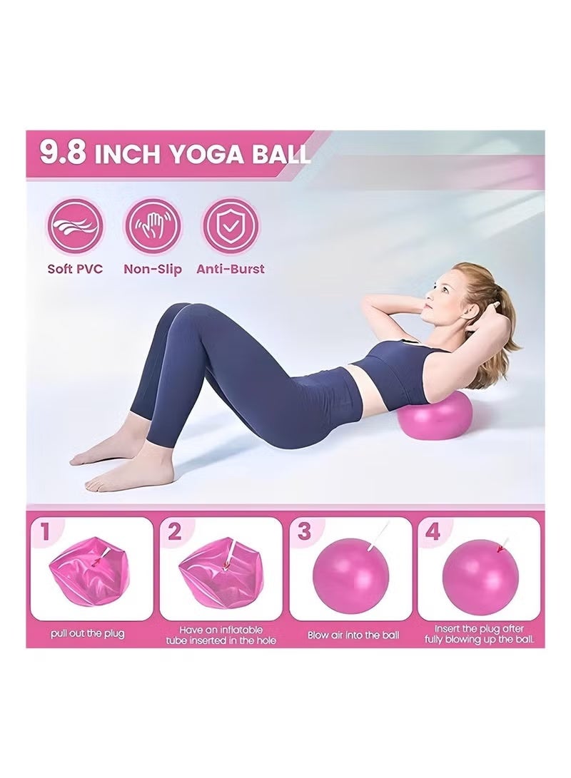 VNLN Pilates Essentials Kit for Women with Pilates Ring, 9 Inch Yoga Ball, and Resistance Bands - Pink - Image 4